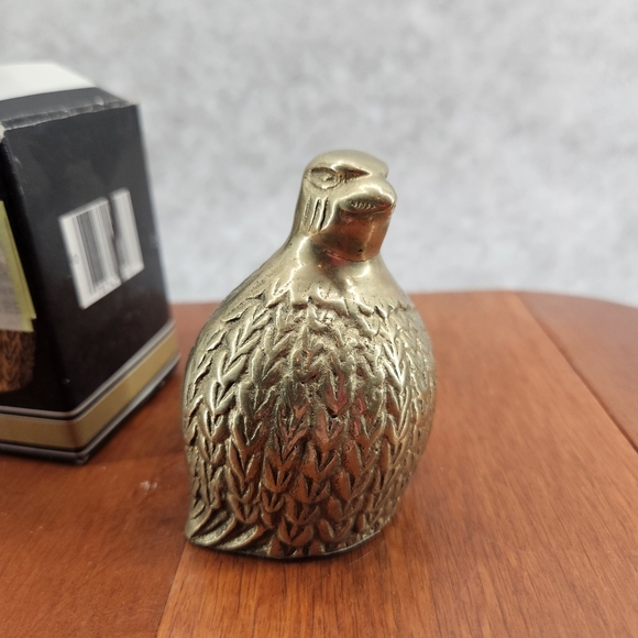 Vintage Brass Quail Pheasant Partridge Bird Figurine Statue With Box Taiwan - Picture 1 of 10